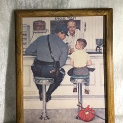 Norman Rockwell The Runway Policeman Custom Wood Frame Vintage 