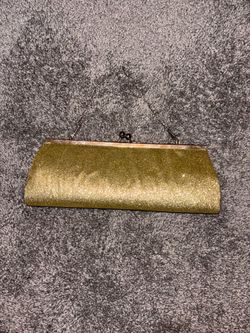 Gold Glitter Evening Clutch with Chain Strap