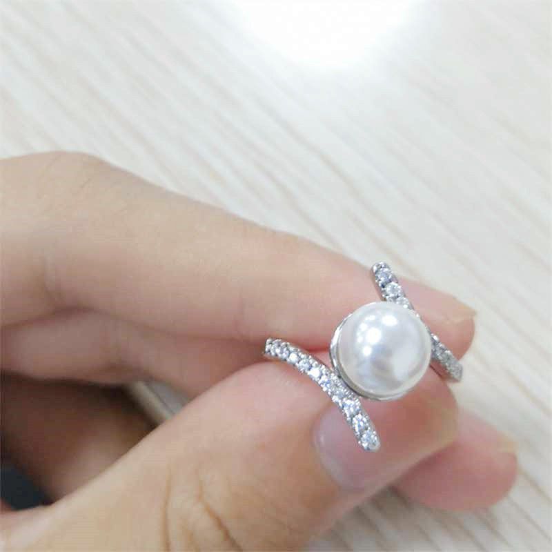 "Sweet Beautiful Pearl CZ Twisted Anillos Elegant Silver Ring for Women, VIP562
  
 