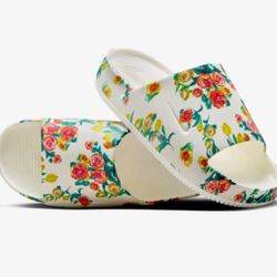 Women's Size 8 Nike Calm Floral Slides Sail White HF1069-100 Sandals Flower