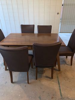 Wood Dining Table with 6 Chairs