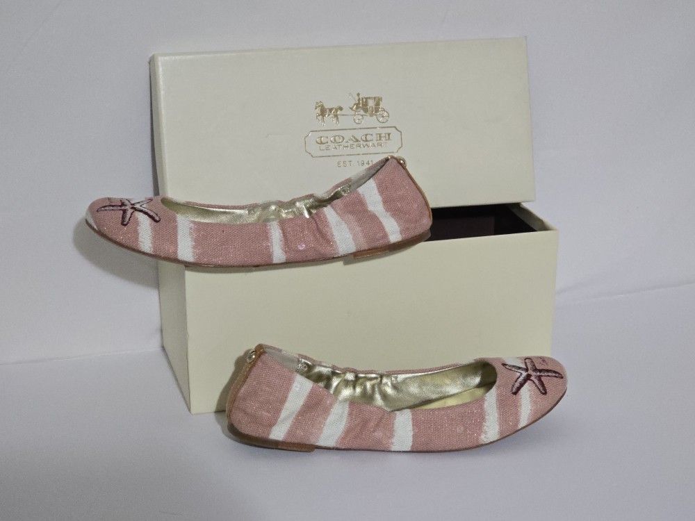 COACH Pink White Ballet Flats