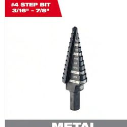 4 X Milwaukee 
3/16 in. - 7/8 in. #4 Black Oxide Step Drill Bit (12-Steps)