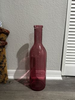 Hand blown burgundy Portuguese glass bottle
