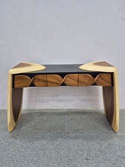 🤩Live-Edge Console Table 59”– Handcrafted Wood with Twisted Wave Drawers