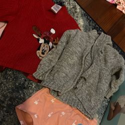 18-24 M And 2T Sweaters, Pajamas, Shirts, And A Winter Coat