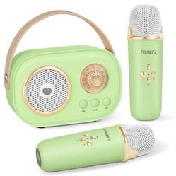 “New”Mini Karaoke Machine  (Bluetooth,w/ 2 Wireless Mics)stereo Sound (kids& Adults)retail$39