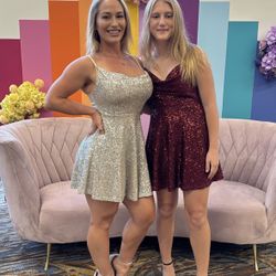 Silver & Burgundy Sequin Dresses ✨