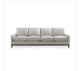 Arhaus Dante 102” sofa leather in leisure grey color
