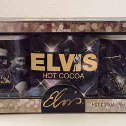 2014 Elvis Presley Mug Gift Set With Hot Cocoa Mix And 2 Ceramic Mugs. New In Box 