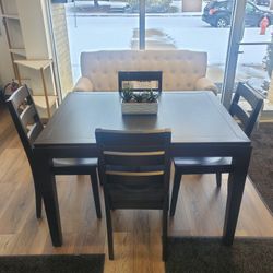 5 PC Solid Wood  Greyish Brown Dining Set (New In Box)