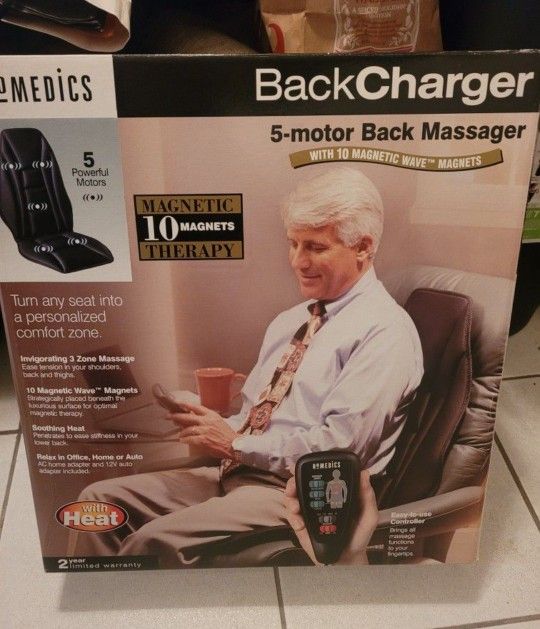 Homedics Back Charger 5 Motor 10 Magnetic Wave Magnets Back Massager MW-300 Heat
