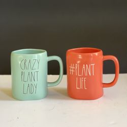 Rae Dunn Crazy Plant Lady & Plant Life mugs 