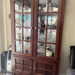 Wooden Curio Cabinet (3'8"x 5.5'x18"), Excellent Condition 
