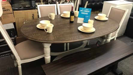 Bean new dining set with solid wood high end - table+ 4 chairs+bench 76 pc