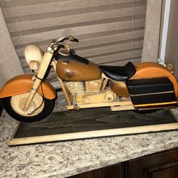 Hand carved wooden Harley Davidson