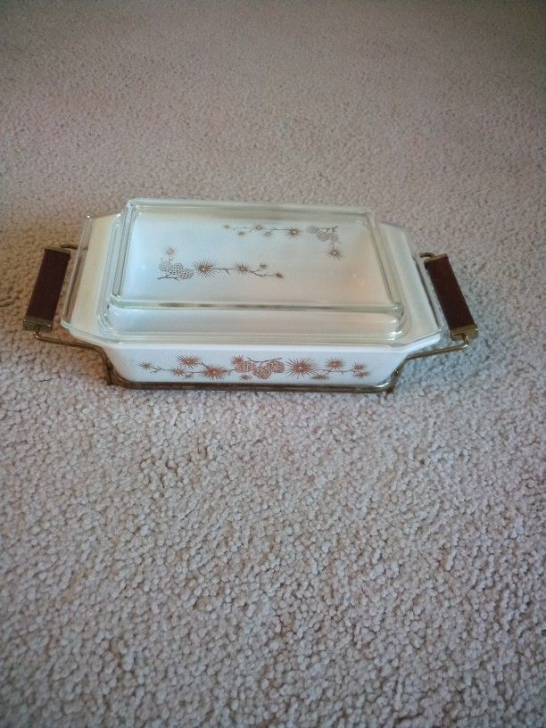 Vintage Pyrex 2qt Golden Pinecone Casserole Baking Dish