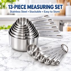 Brand new 13-Piece Stainless Steel Measuring Cups & Spoons Set