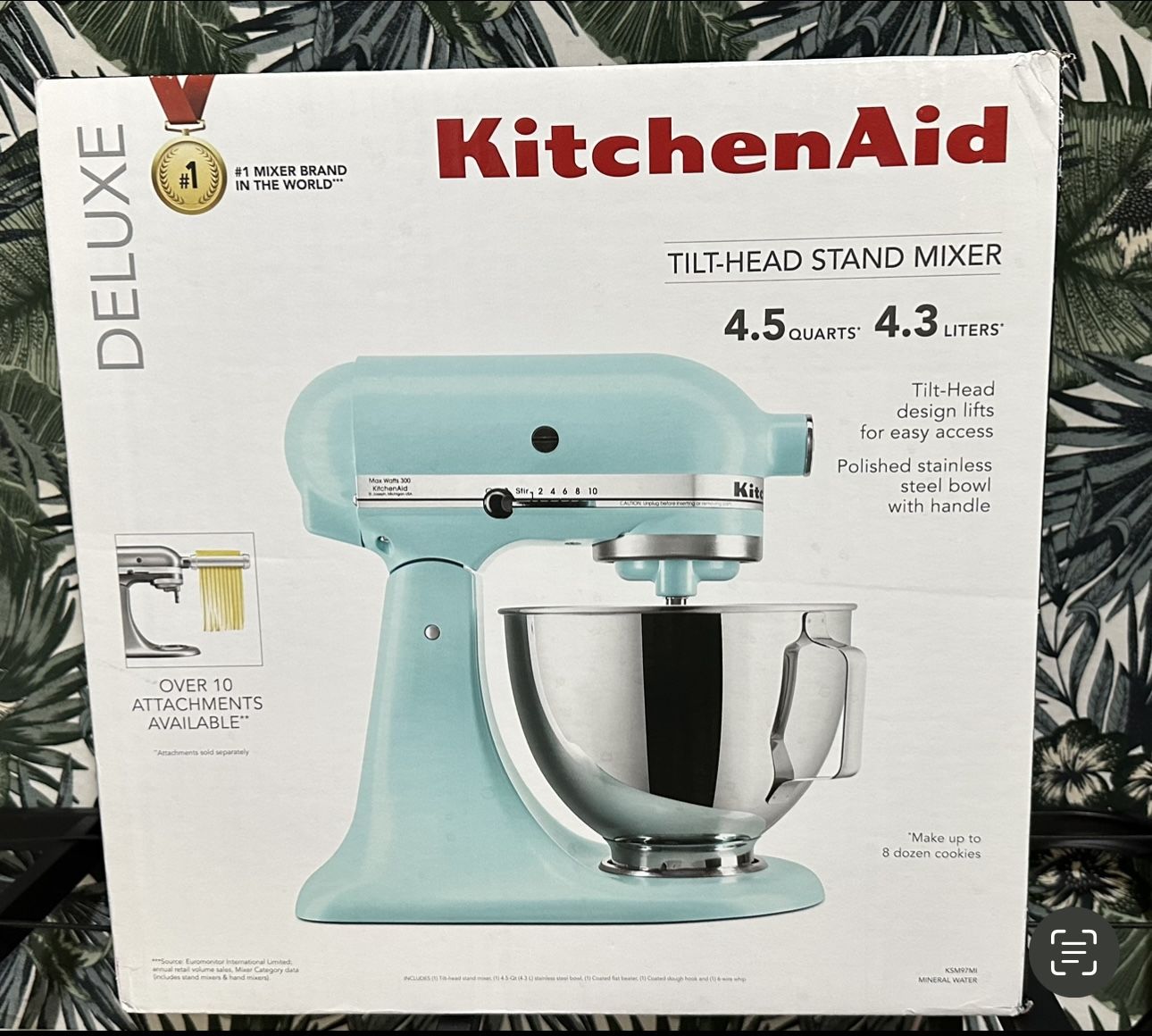 KITCHENAID DELUXE 4.5 QUART TILT-HEAD STAND MIXER MINERAL WATER BLUE  KSM97MI NIB for Sale in Jupiter, FL - OfferUp