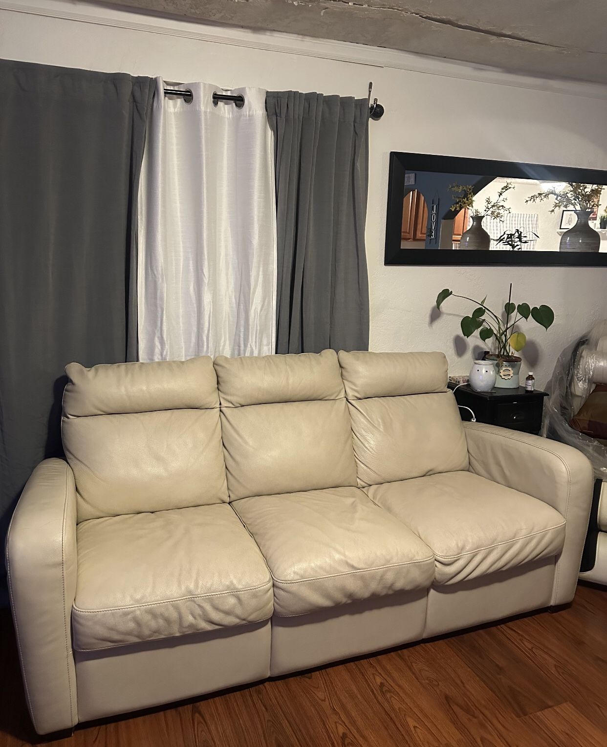 Real Leather Cream Couch