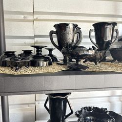 Vintage Black Glassware