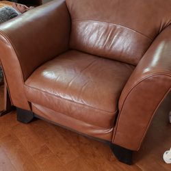 Oversized Cognac Leather Chair