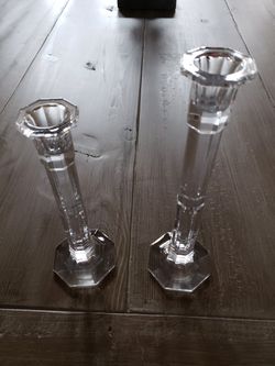 2 Glass Candle Stick Holders