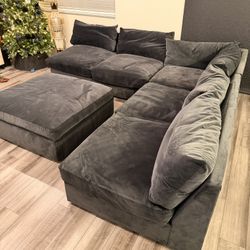 Black Sectional  Couch Living Spaces 