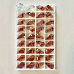 18mm Swarovski Helix 6020 Red magma Crystal Bead Lot Pendant 34 Pc + Bonus 2 Pc 20mm Oval AB Pendant Jewelry Supplies