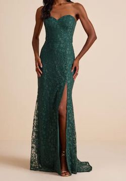 Lulus Romantic Beauty Green Floral Embroidered Strapless Maxi Size M