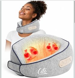 Cordless Neck Massager with Heat, Rechargeable Shiatsu Neck and Shoulder Massager, Hands-Free Massage Pillow with 3 Modes, 2 Intensities, Gifts for Wo