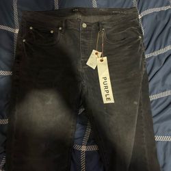Gray washed purple jeans