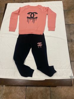Drip Logo Sweatsuit Set Pink and Black
