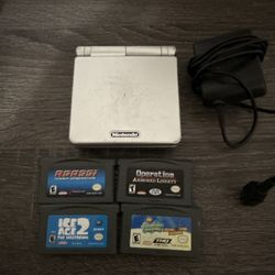 Vintage Nintendo Game Boy Advance SP AGS-001 Platinum Silver Tested w Games