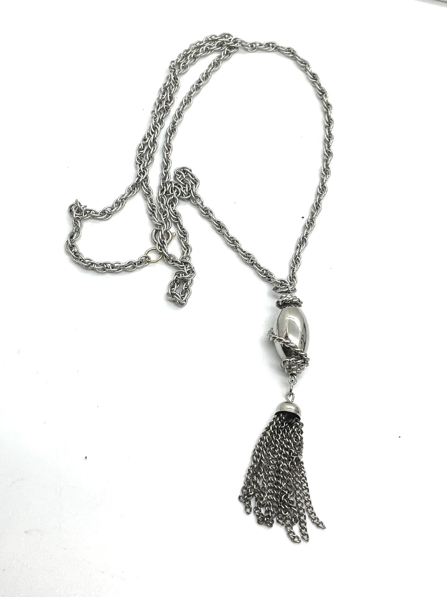 Boho Silver Tone Sash Necklace