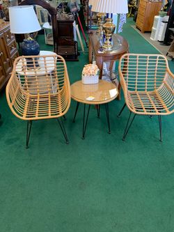 Patio Set. Wicker & Metal with a Glass Table Top