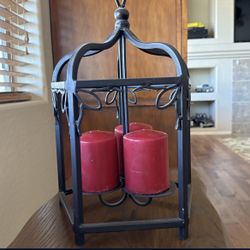 Black Metal Birdhouse Candle Holder
