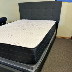NEW QUEEN SIZE BED WITH MATTRESS AND BOX SPRING AVAILABLE IN ALL SIZES