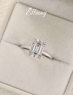 3.5ct Solitaire Elongated Emerald Cut Engagement Ring 925 Silver Promise Ring