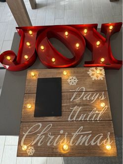 Two Light Up Christmas Signs/Decor