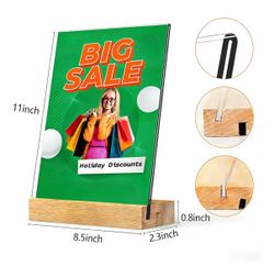 Acrylic Sign Holder with Wood Base (set of 2)