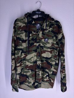 Sketchy tank Camo Hooded Button-Up Shirt Medium