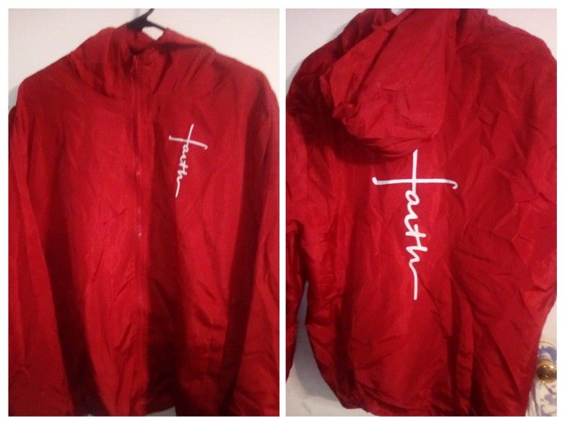 New Unisex "Faith " Rain Jacket Size Large