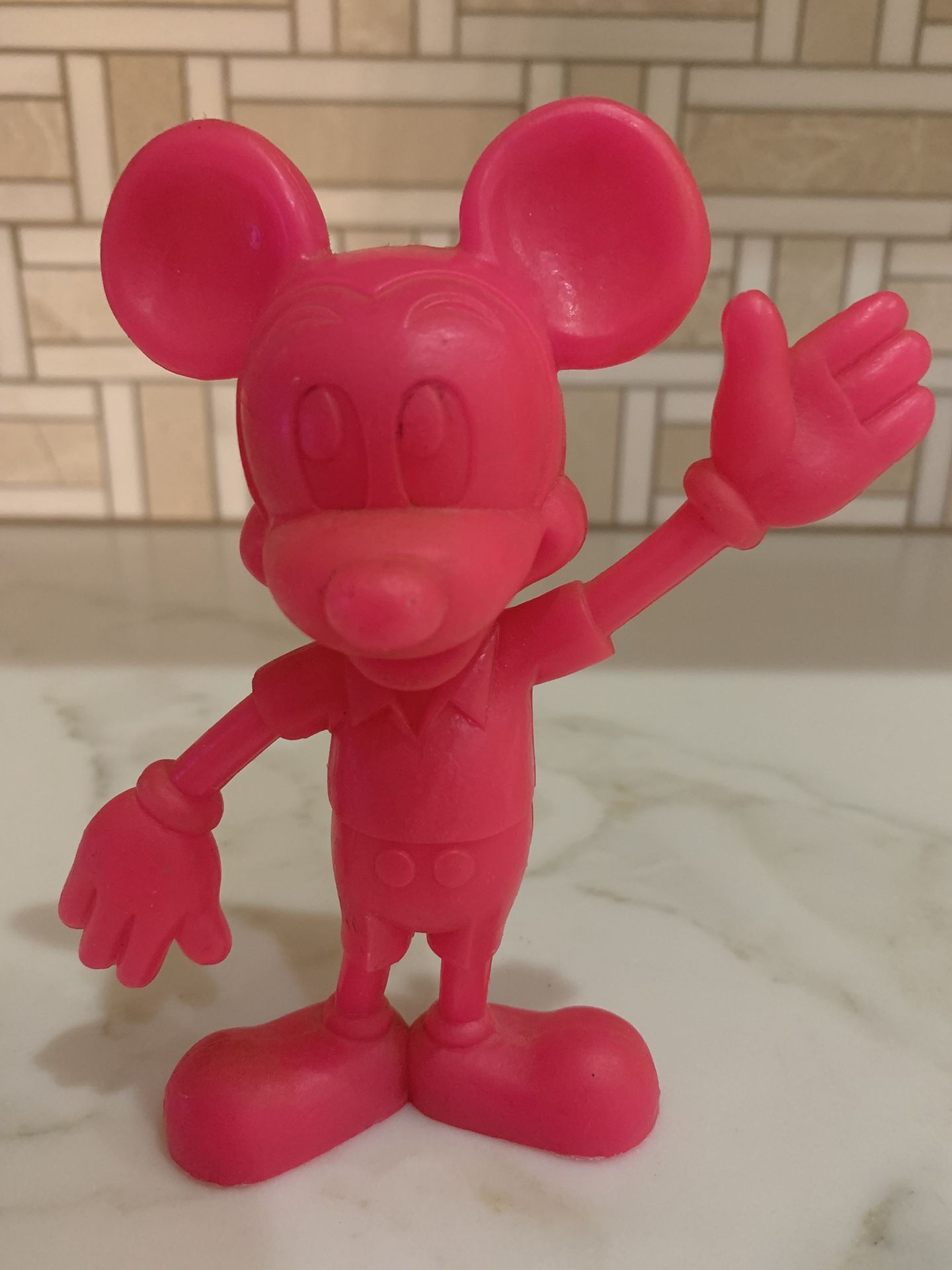 Marx & Co-Walt Disney Plastic 6" Mickey Mouse Pink Wax Figure 1971 Vintage Toy
