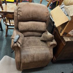 Power Lift Recliner Chair – Brown Faux Leather with Remote