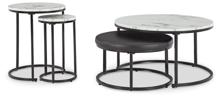 3pc Black and White Table Set