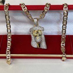 Super Icy Two Tone Prongs Setting Diamonds Cz Stones Pendant And Two Tones Necklace 14k Gold Filled 