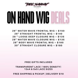 On Hand 100% Human Hair Wigs