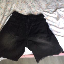 Black Denim Cut-Off Shorts