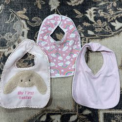 Pink And My First Easter Bibs 